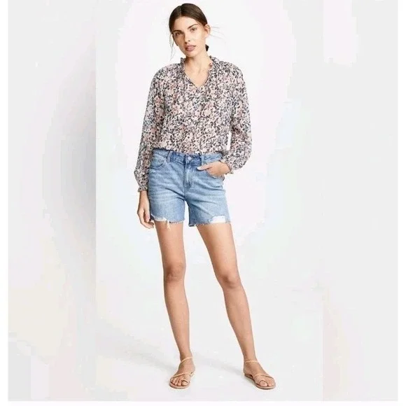 Paige Women's 23 Denim Sarah Longline Short Raw Hem Boho Festival‎